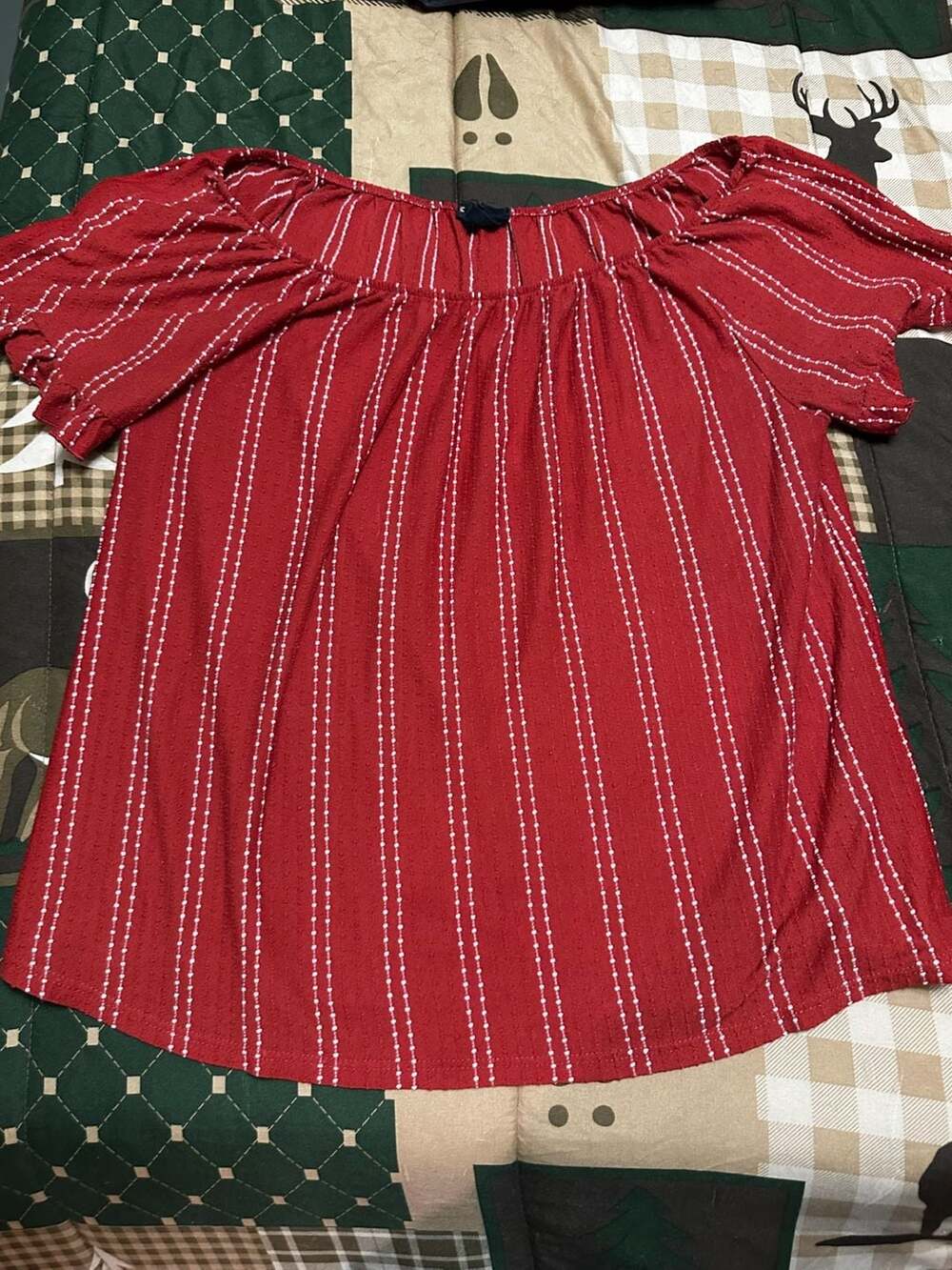 Red Striped Off-the-Shoulder Blouse size medium